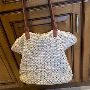 Elegant Cream Woven Tote Bag